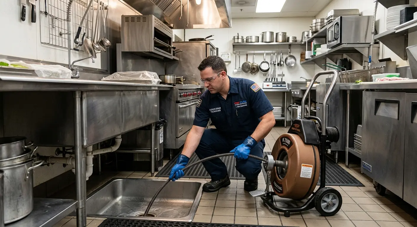 Commercial drain cleaning service in a restaurant kitchen in Mountain Home